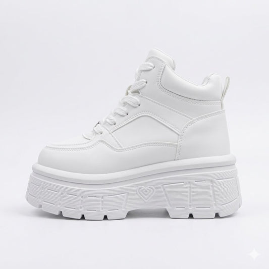 Zapatillas Plataforma con Caña Para Mujer Blanco 297-5