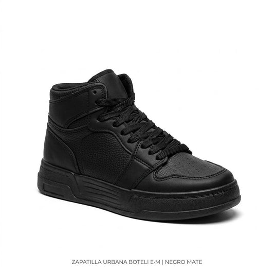 Zapatillas Negras Urbanas Escolar Caña Unisex M63