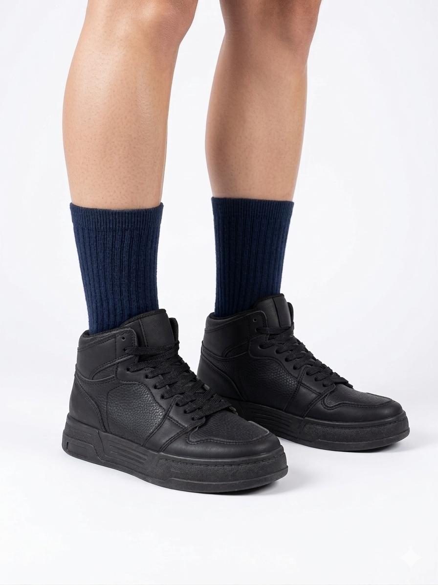 Zapatillas Negras Urbanas Escolar Caña Unisex M63