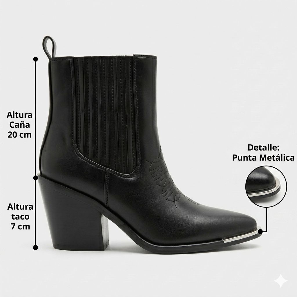 Botas Texanas Moderno Mujer Eco Cuero 26-28T