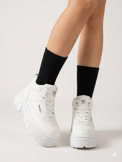 Zapatillas Plataforma con Caña Para Mujer Blanco 297-5