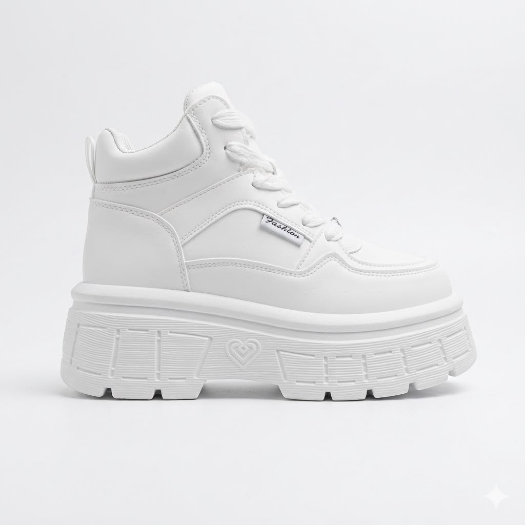 Zapatillas Plataforma con Caña Para Mujer Blanco 297-5