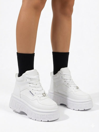 Zapatillas Plataforma con Caña Para Mujer Blanco 297-5