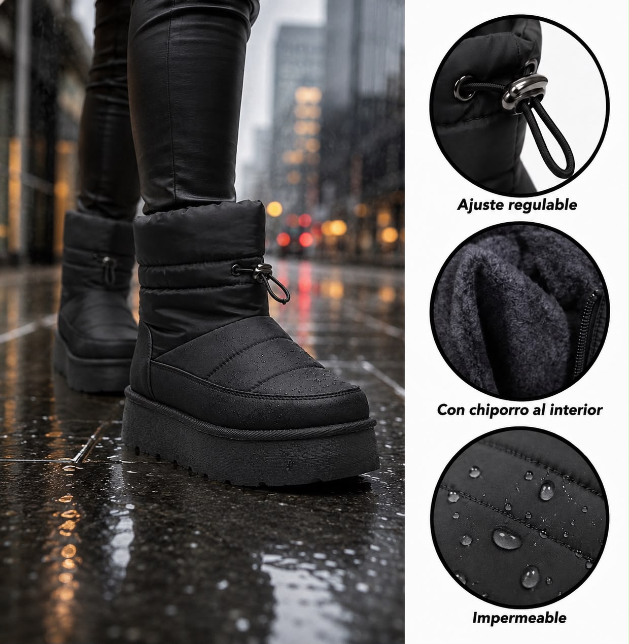 Bota Impermeable  Mujer Negro PG5210-1