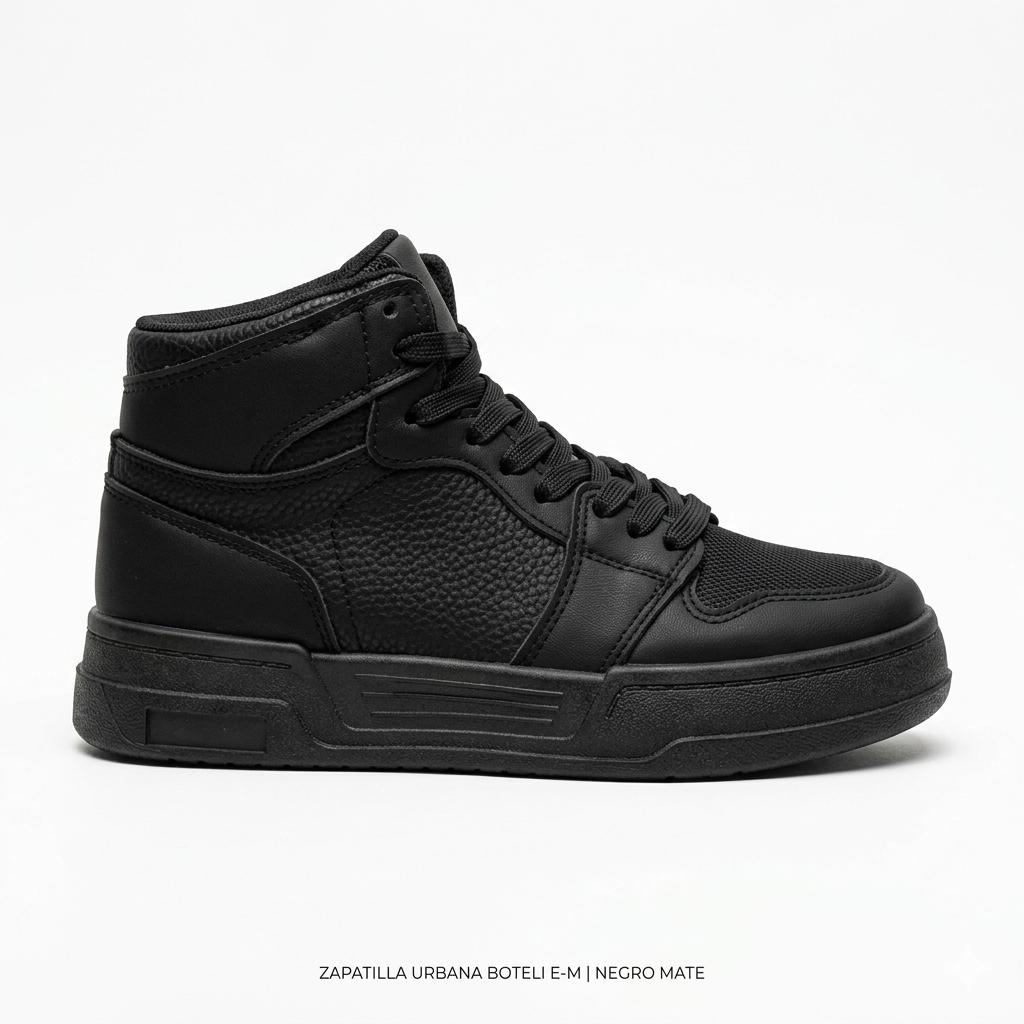 Zapatillas Negras Urbanas Escolar Caña Unisex M63