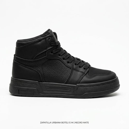 Zapatillas Negras Urbanas Escolar Caña Unisex M63