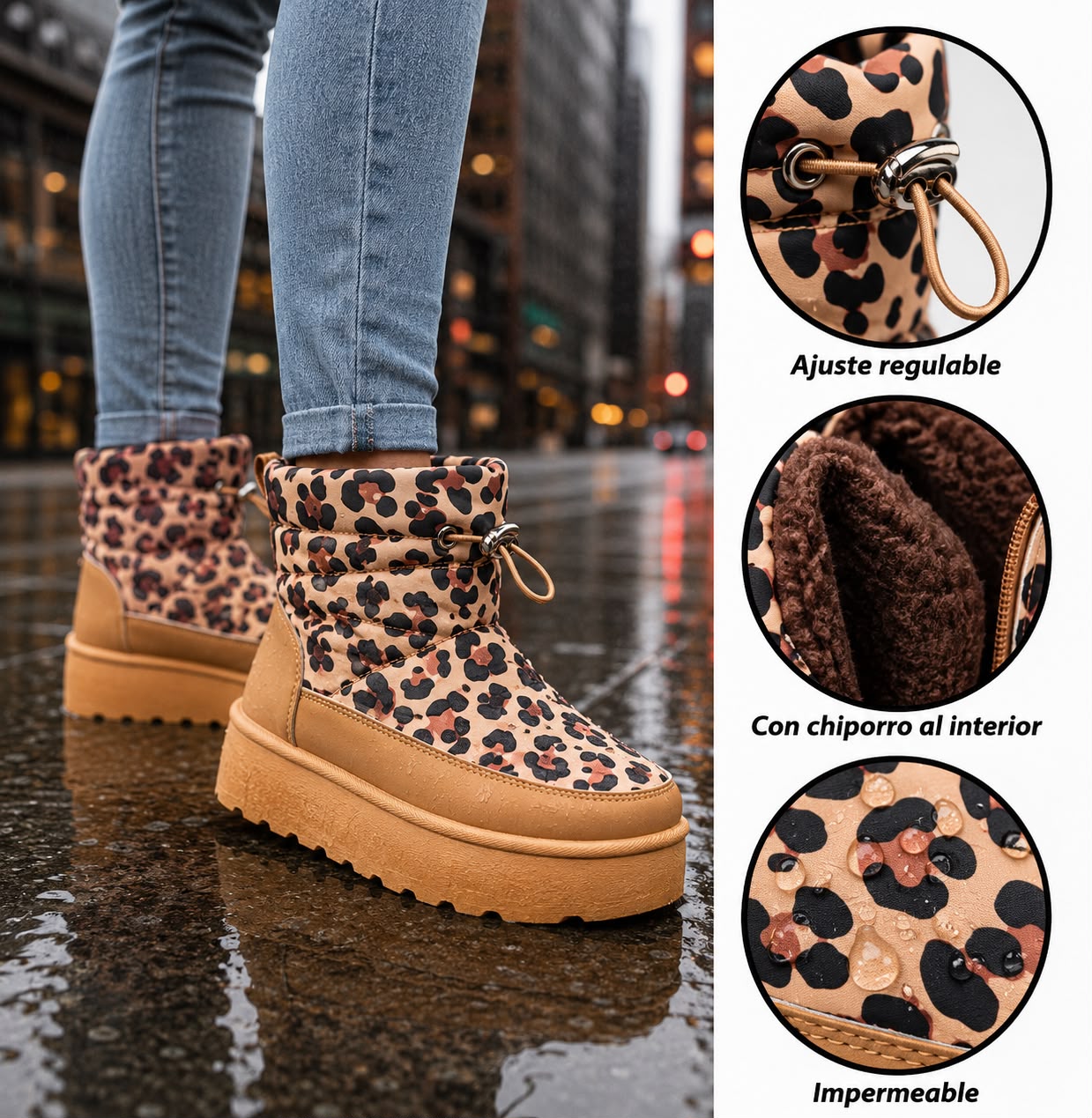 Bota Impermeable Mujer Animal Print PG5210-2