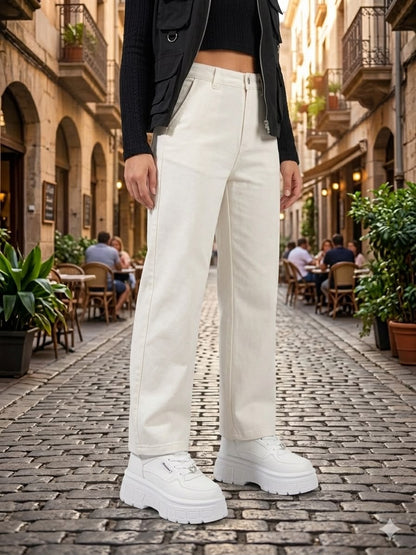 Zapatillas Plataforma con Caña Para Mujer Blanco 297-5
